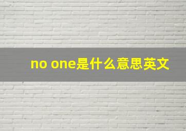 no one是什么意思英文